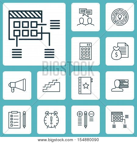 Set Of Project Management Icons On Report, Growth And Personal Skills Topics. Editable Vector Illust