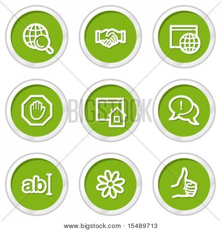 Set di icone internet web 1, tasti cerchio verde