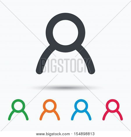 User icon. Human person symbol. Avatar login sign. Colored flat web icon on white background. Vector