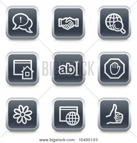 Internet web icone set 1, grigio pulsanti quadrati