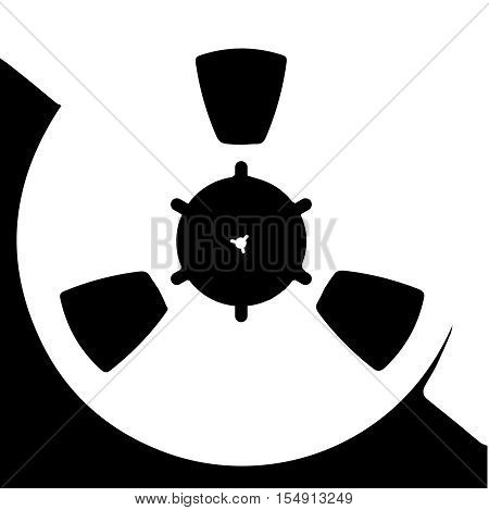 A reel of audi recording tape in white and black