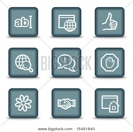 Internet web icone set 1, grigio pulsanti quadrati