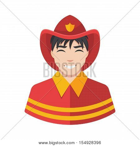 Fireman vector icon. Illustration of fireman icon in uniform.