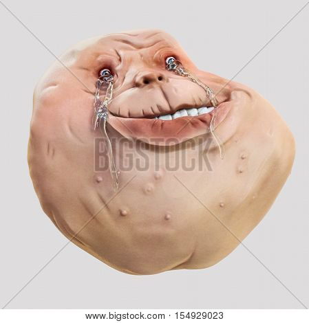Forever Alone Rage Face Guy. Internet meme 3d illustration