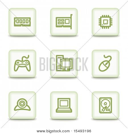 Computer web icone, bianco lucido buttons