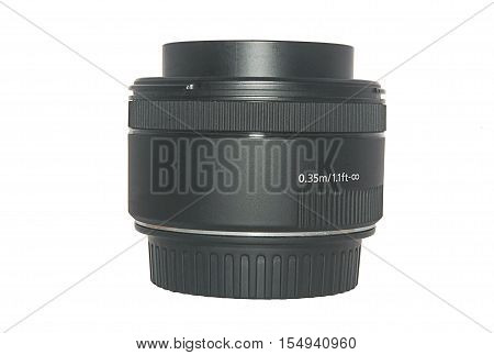 Close-up shot of lens against white background
