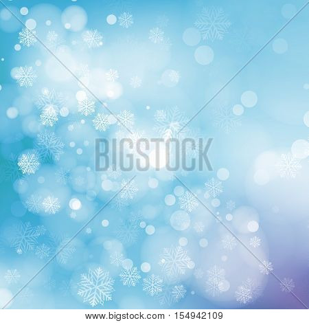 Blue Christmas background with bokeh and snowflakes Beavertail