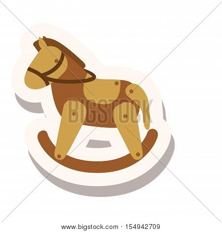 wooden horse kid toy icon over white background. vector illustration