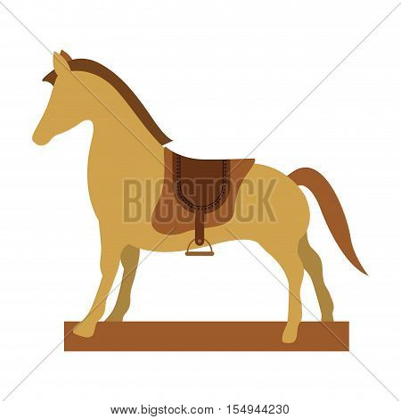 wooden horse kid toy icon over white background. vector illustration