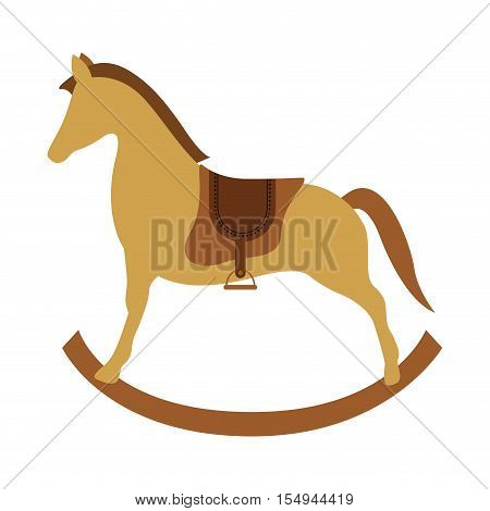 wooden horse kid toy icon over white background. vector illustration