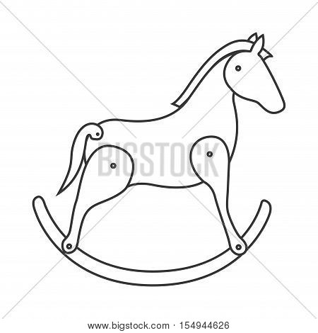 silhouette of wooden horse kid toy icon over white background. vector illustration