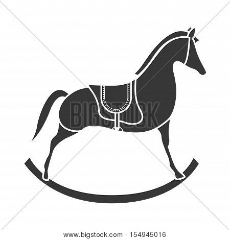 silhouette of wooden horse kid toy icon over white background. vector illustration