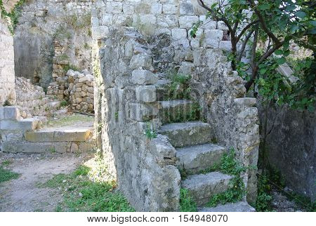 Town of Bar in Montenegro. Fortress in the old town on a sunny summer day. Very visited place by tourists.