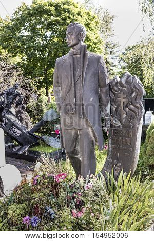 Moscow Russia -September 102016: Novodevichy Cemetery. Grave actor Michael Zhzhenov