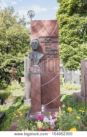 Moscow Russia -September 102016: Novodevichye Cemetery. Tomb announcer Yuri Levitan