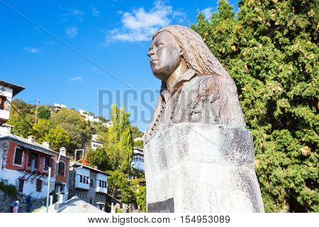 Makrinitsa, Greece - October 11, 2016: Statue of Margaret, Makrinitsa village of Pelion, Greece