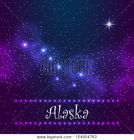 Constellation the Great Bear and Polaris. Symbol of Alaska. Eps10 vector Illustration.