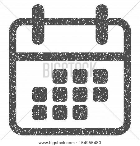 Calendar Month grainy textured icon for overlay watermark stamps. Flat symbol with scratched texture. Dotted vector gray ink rubber seal stamp with grunge design on a white background.