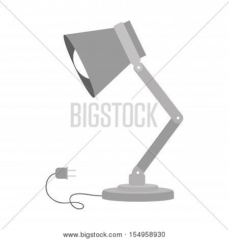 desk lamp with cord and plug icon over white background. vector illustration