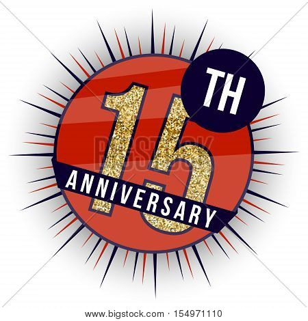Fifteen years anniversary banner. 15th anniversary logo.