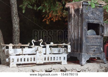 An old Mazedonian antique stove and Libra
