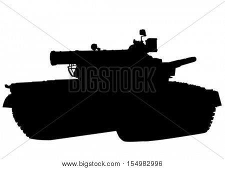 Big military tank on white background