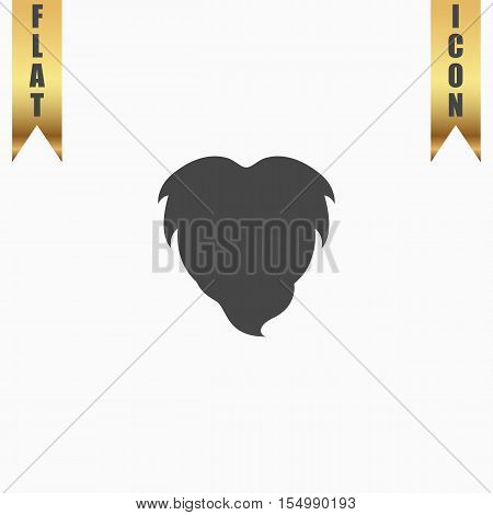 Beard. Flat Icon. Vector illustration grey symbol on white background with gold ribbon