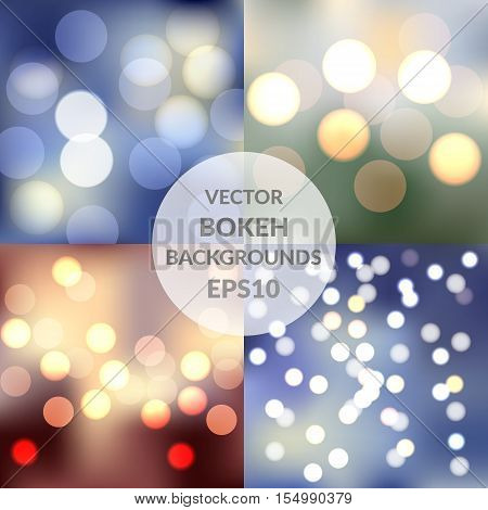Set of vector sparkling bokeh illustrations. Beautiful background for your design. EPS10