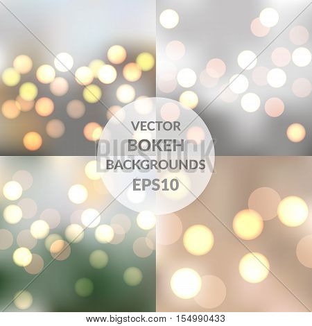 Set of vector sparkling bokeh illustrations. Beautiful background for your design. EPS10