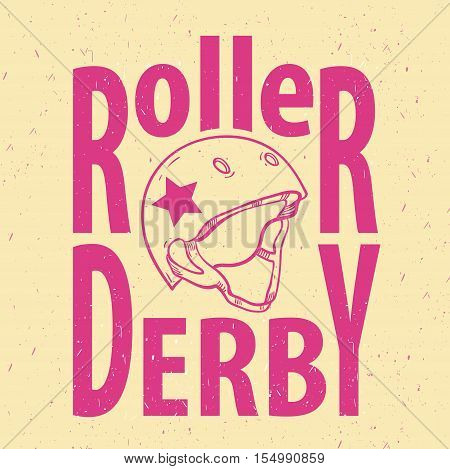 Roller derby helmet typography t-shirt graphics vectors