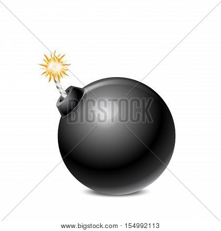 Black Bomb Isolated On White Background Vector Illustration
