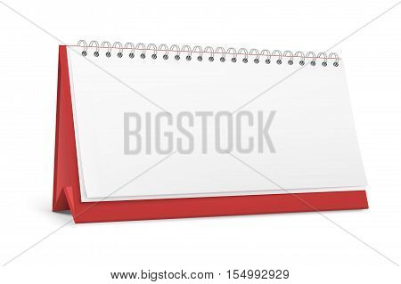 Realistic white blank standing desk calendar with a spiral. Vector EPS10 illustration.