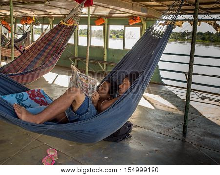 On Cargo Boat. Amazon.