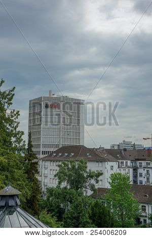 Ubs Building With Logo And Stormy Clouds, Zurich, Switzerland, 17.06.2018