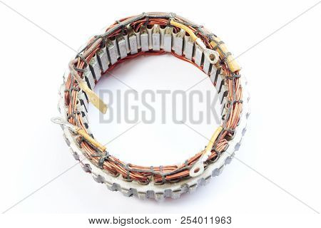 Stator Of The Electric Motor, Isolated On White Background