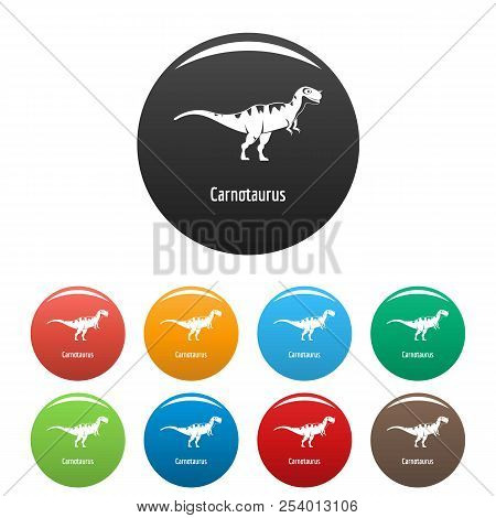 Carnotaurus Icon. Simple Illustration Of Carnotaurus Icons Set Color Isolated On White