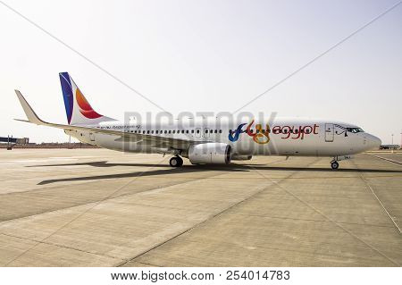 Hurghada, Hurghada International Airport, Egypt - April 17, 2018: Boeing 737  Su-tmj Flyegypt