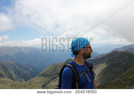 Climber Portrait - Man On The Peek Vistea Mare And Moldoveanu Peek,