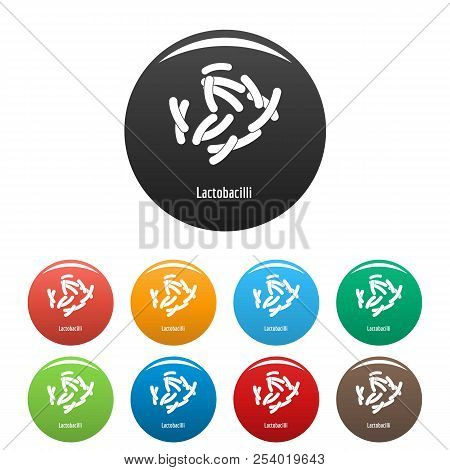 Lactobacilli Icon. Simple Illustration Of Lactobacilli Icons Set Color Isolated On White