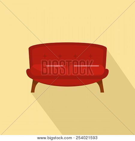 Red Tuxedo Sofa Icon. Flat Illustration Of Red Tuxedo Sofa Icon For Web Design