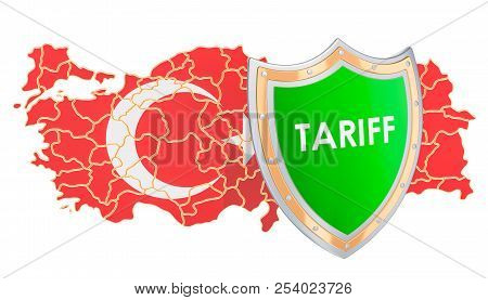 Turkish Protective Tariffs For Lira Concept, 3d Rendering Isolated On White Background
