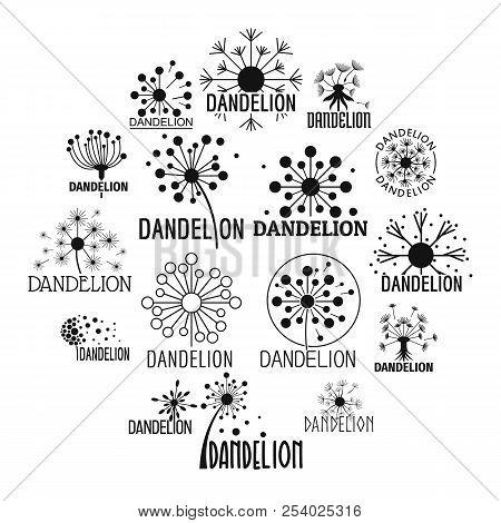 Dandelion Logo Icons Set. Simple Illustration Of 16 Dandelion Logo Icons For Web