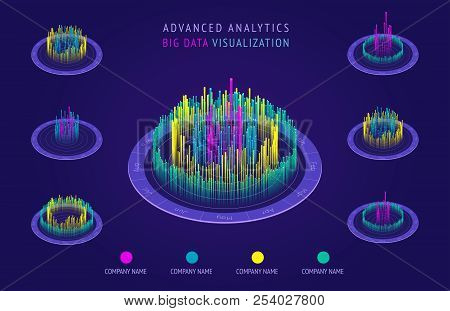 Isometric Chart 3d. Big Data Analytic And Visualization. Presentation Graphics, Statistics Of Data A
