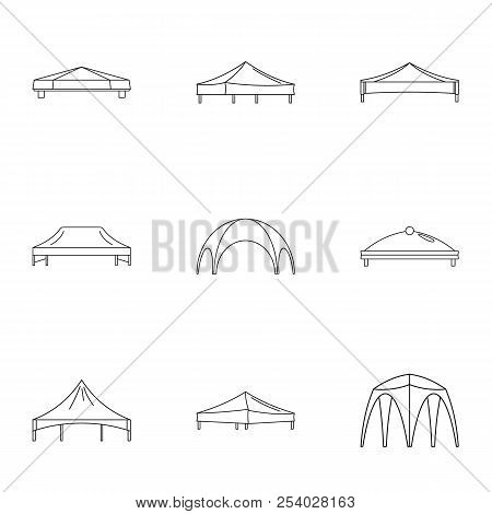 Bridge Valance Icons Set. Outline Set Of 9 Bridge Valance Vector Icons For Web Isolated On White Bac