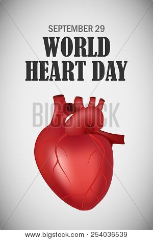 World Heart One Day Concept Background. Realistic Illustration Of World Heart One Day Vector Concept
