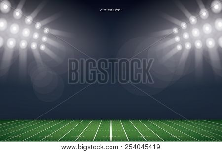 American Football Field Stadium Background. With Perspective Line Pattern Of American Football Field