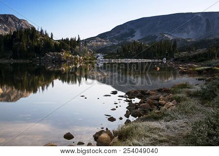 Libby Lake Sunrise In The Snowy Range Mountains Of Wyoming