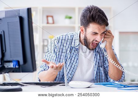 Frustrated young man due to weak internet reception