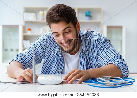 Frustrated young man due to weak internet reception