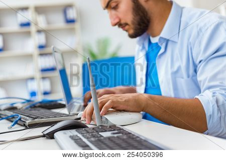 Frustrated young man due to weak internet reception